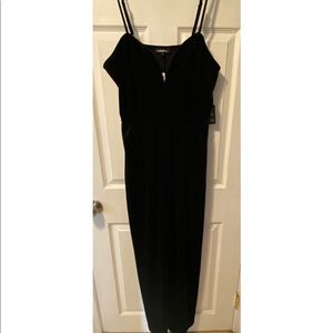 Velvet black wide legged pant romper NWT